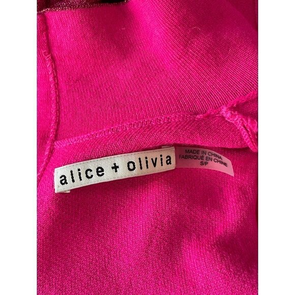 Alice + Olivia Issa Turtleneck Puff Sleeve Dress Wild Pink Metallic Womens Size - Picture 10 of 12